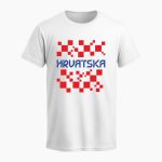 Majica Hrvatska - kockice mini bijela